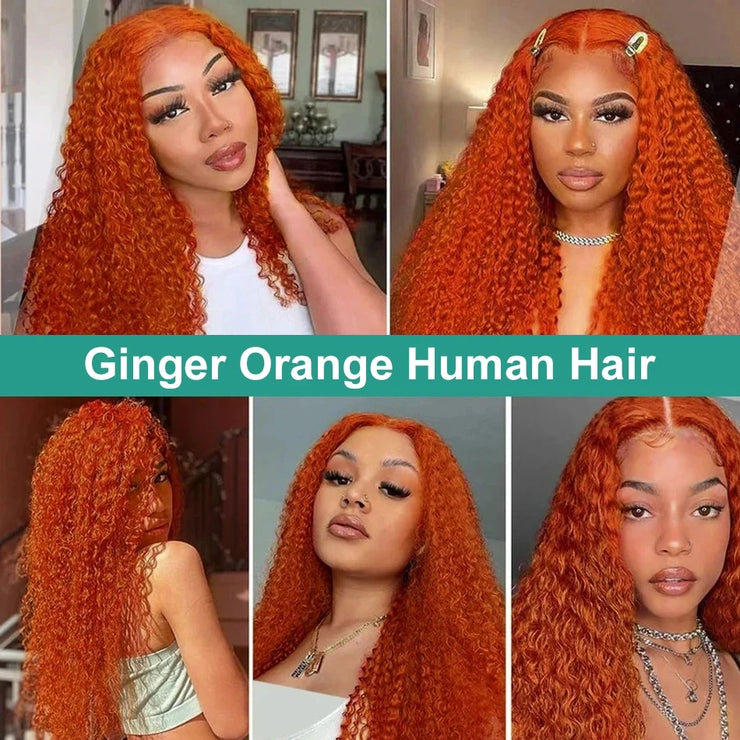 Deep Wave Ginger Orange HD Lace Wig