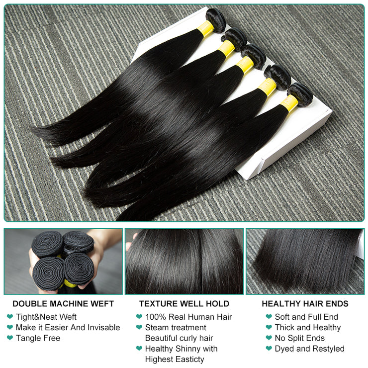 Silky Bone Straight Brazilian Remy Bundles