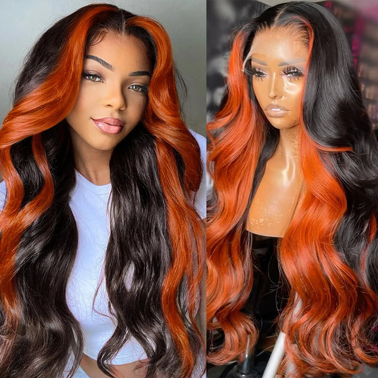 Ginger Orange Highlight Body Wave HD Wig