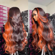 Ginger Orange Highlight Body Wave HD Wig