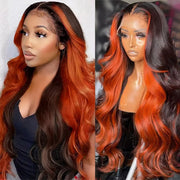 Ginger Orange Highlight Body Wave HD Wig