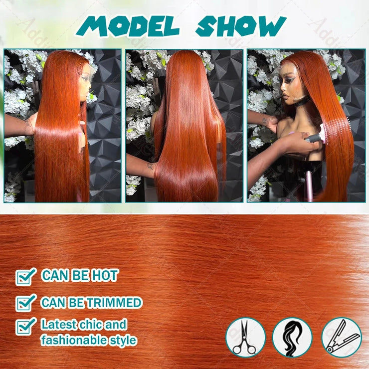 Straight Ginger Orange HD Lace Wig