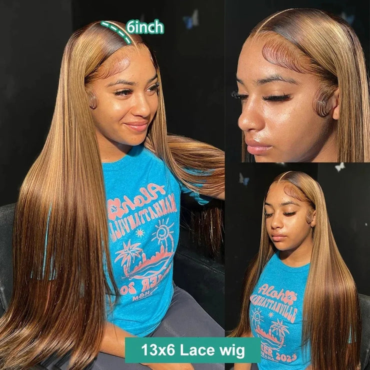 Bone Straight Ombre Highlight HD Lace Wig