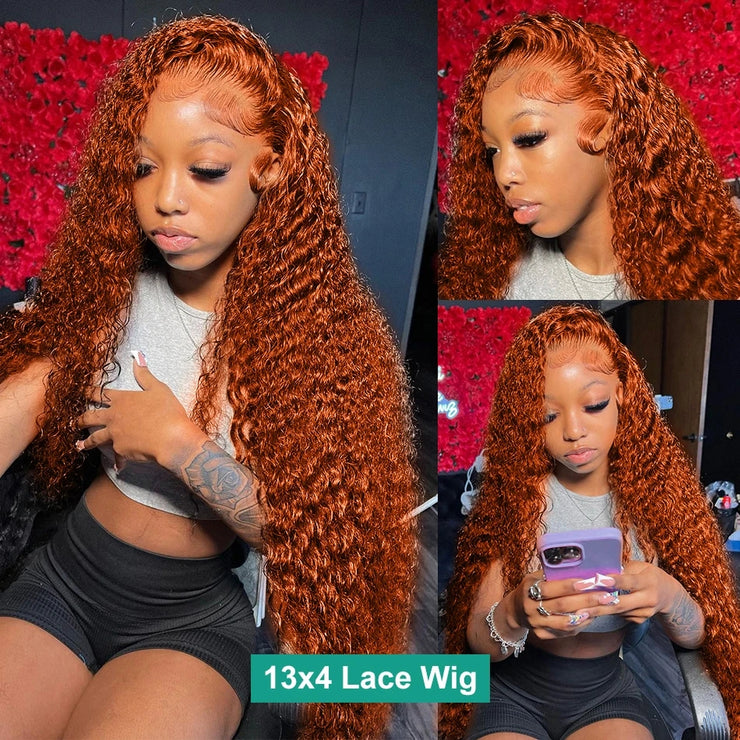 Deep Wave Ginger Orange HD Lace Wig