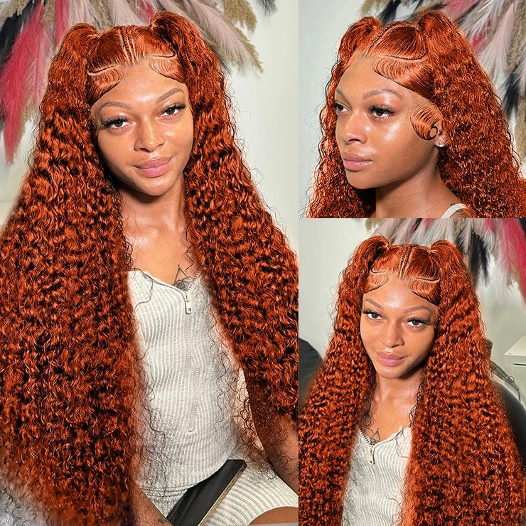 Deep Wave Ginger Orange HD Lace Wig