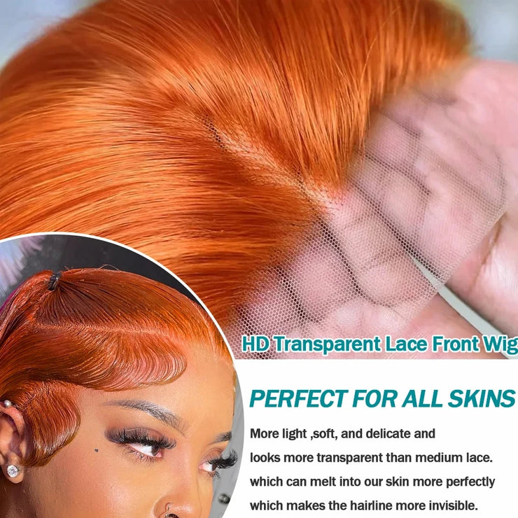 Straight Ginger Orange HD Lace Wig