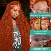 Deep Wave Ginger Orange HD Lace Wig