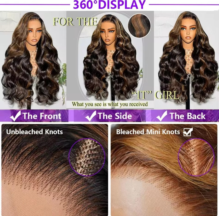 1B/30 Body Wave Highlight HD Lace Wig